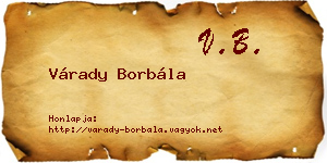 Várady Borbála névjegykártya