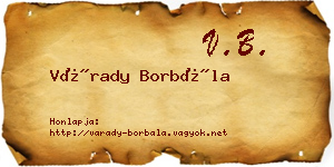 Várady Borbála névjegykártya